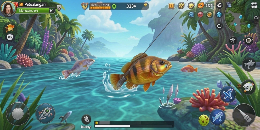 Gambaran menakjubkan dari gameplay memancing 333V yang mengasyikkan.