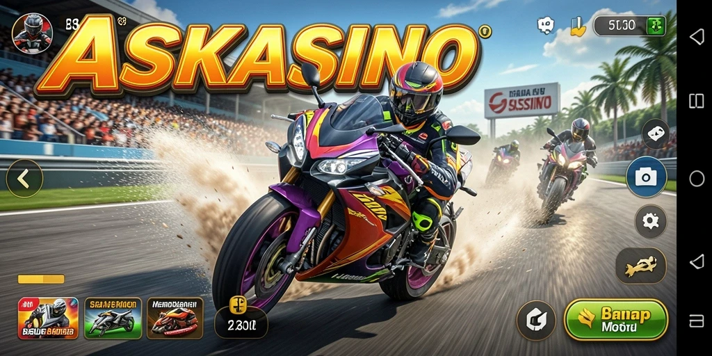 Tampilan menarik gameplay balap motor di ASKASINO.