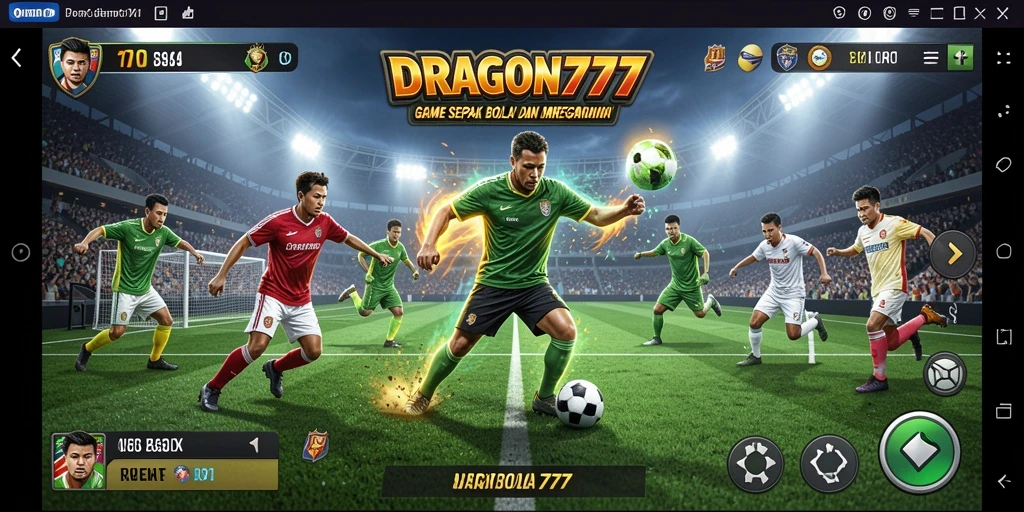 Tampilan gameplay seru dari DRAGON777 yang memperlihatkan aksi sepak bola.
