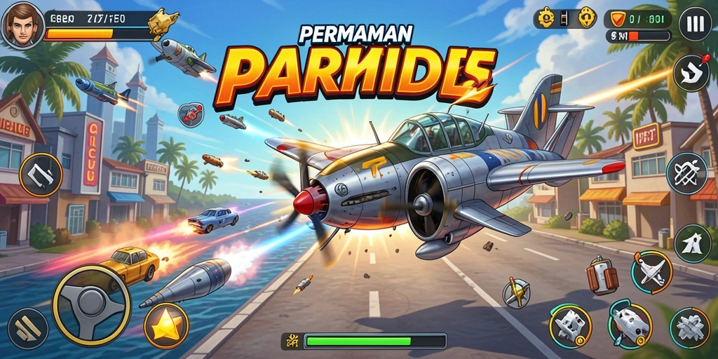 Tampilan gameplay seru dari F7F7 di lingkungan arcade.