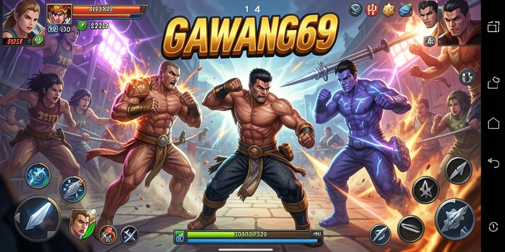 Screenshot GAWANG69 menampilkan aksi pertarungan yang intens.