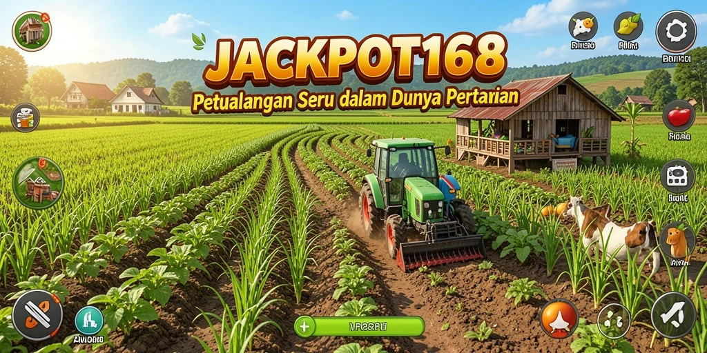 Tampilan gameplay <strong>JACKPOT168</strong> dengan suasana pedesaan yang indah.