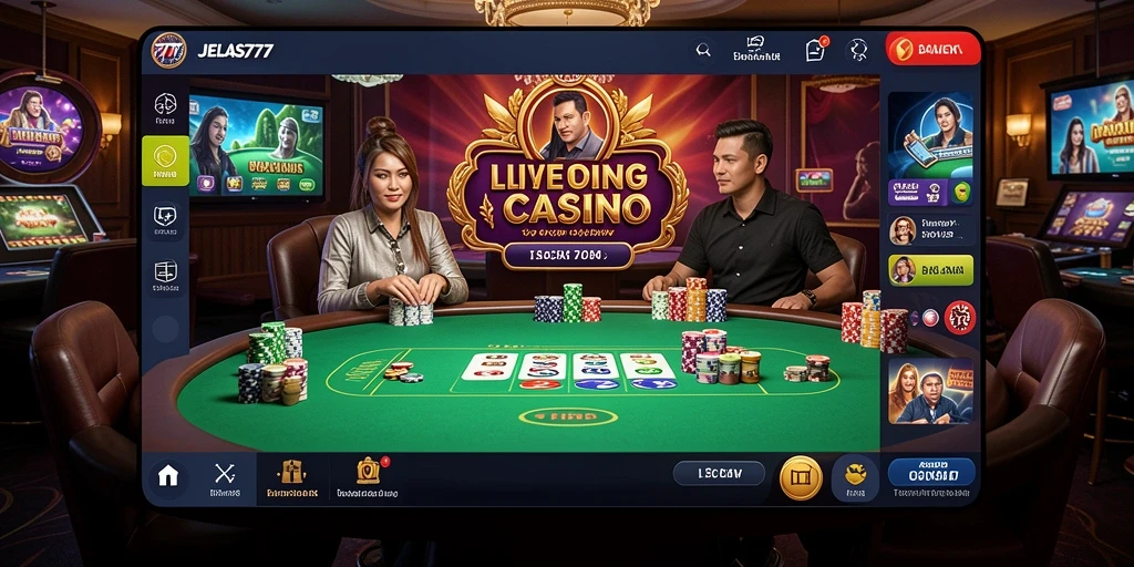 Tampilan gameplay JELAS777 yang menegangkan dan interaktif di Live Casino.