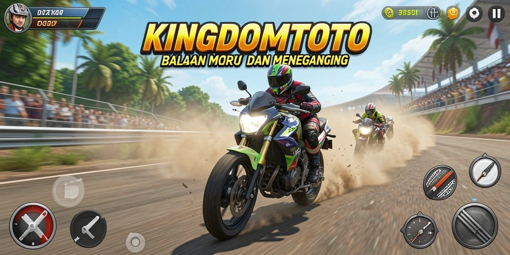 Tampilan gameplay balapan motor yang seru dan menegangkan.