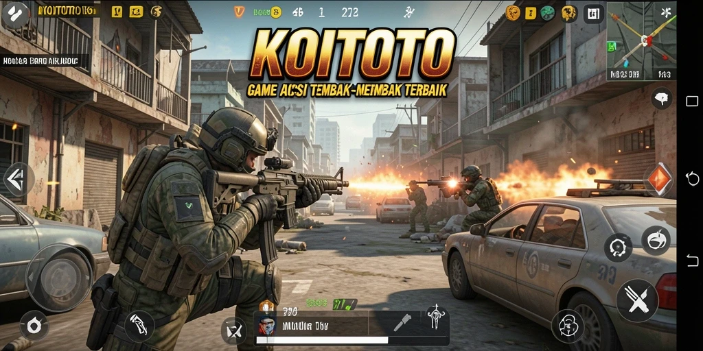 Tangkapan layar menampilkan aksi tembak-menembak menarik di KOITOTO.