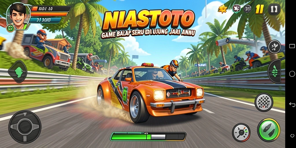 Tampilkan keseruan gameplay Racing di NIASTOTO dengan mobil-mobil cepat.