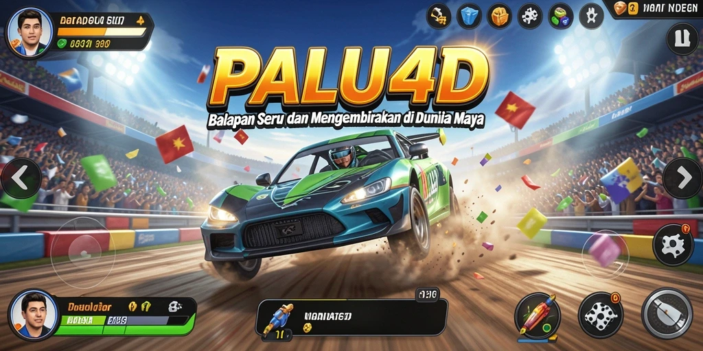 Tampilan aksi balapan seru di PALU4D dengan berbagai kendaraan.