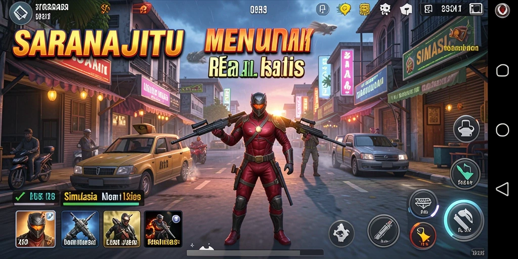 Screenshot utama SARANAJITU menampilkan gameplay simulasi yang seru dan interaktif.