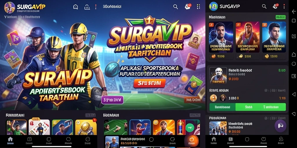 Tampilan menarik dari aplikasi Sportsbook SURGAVIP yang menunjukkan fitur taruhan.