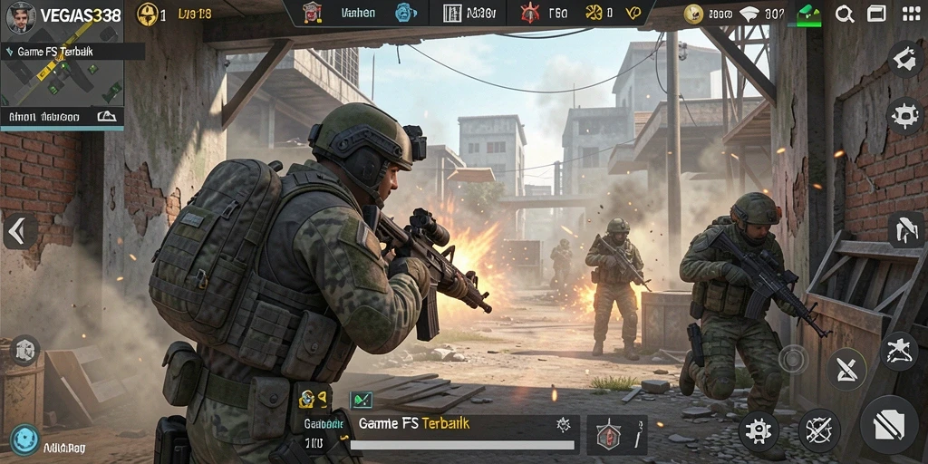 Tampilan gameplay seru dengan aksi menembak intens di VEGAS338.